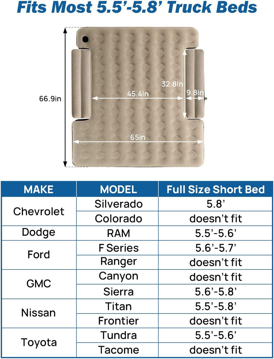 Ford F Series 5.6-5.7 Durable Inflatable Air Mattress With Built