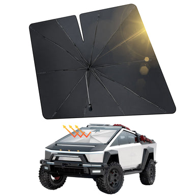 Windshield Sunshade Umbrella for Tesla Cybertruck, Automotive Interior Sun Protection Umbrella Cover, 5 Layers UV Block Coating, Front Window Heat Insulation Protection, 54''x 60''x 70''