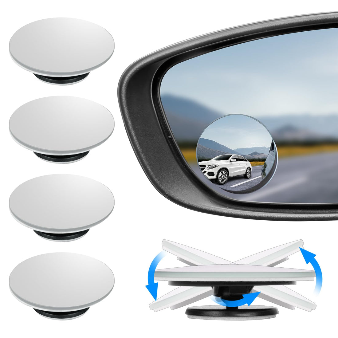 JOYTUTUS HD Blind Spot Car Mirror Accessories Round Convex Mirror Frameless Side Rear View Mirror