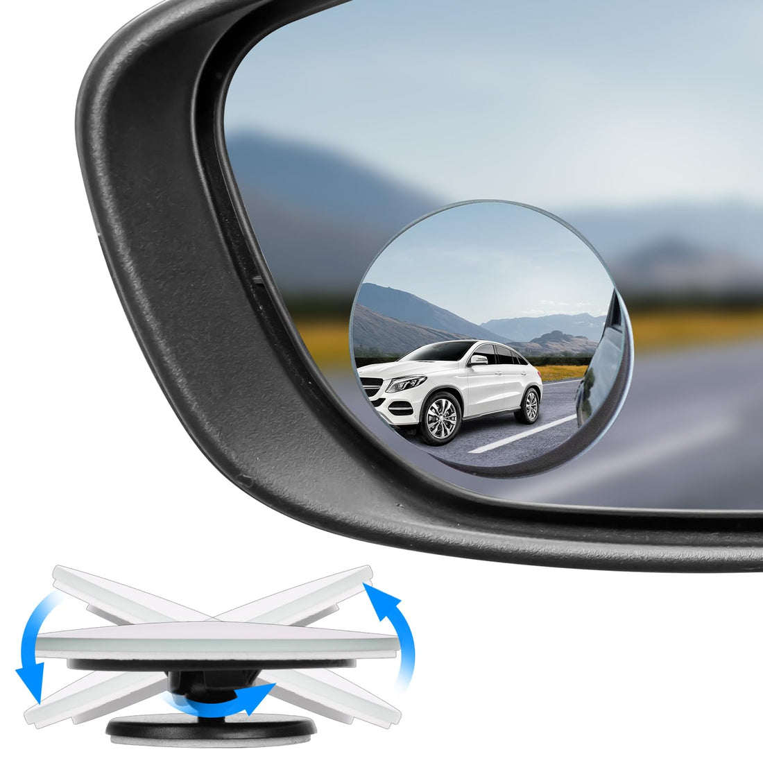 JOYTUTUS HD Blind Spot Car Mirror Accessories Round Convex Mirror Frameless Side Rear View Mirror