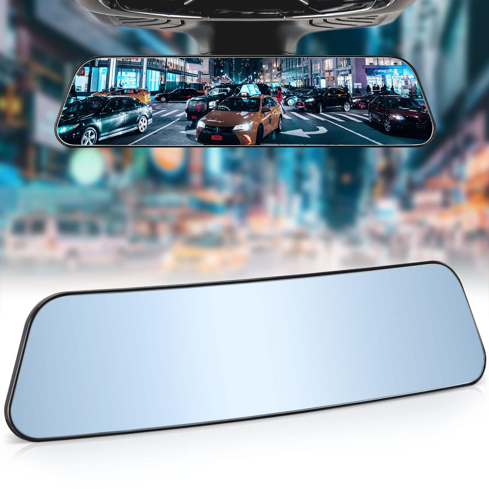 JoyTutus Rear View Mirror, Universal 11.81 Inch Panoramic Convex Interior  Clip-on Wide Angle Mirror to Reduce Blind Spot Effectively for Car SUV
