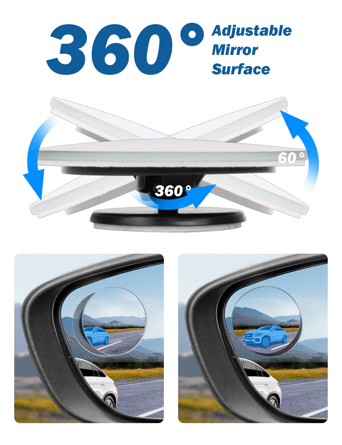 JOYTUTUS HD Blind Spot Car Mirror Accessories Round Convex Mirror Frameless Side Rear View Mirror