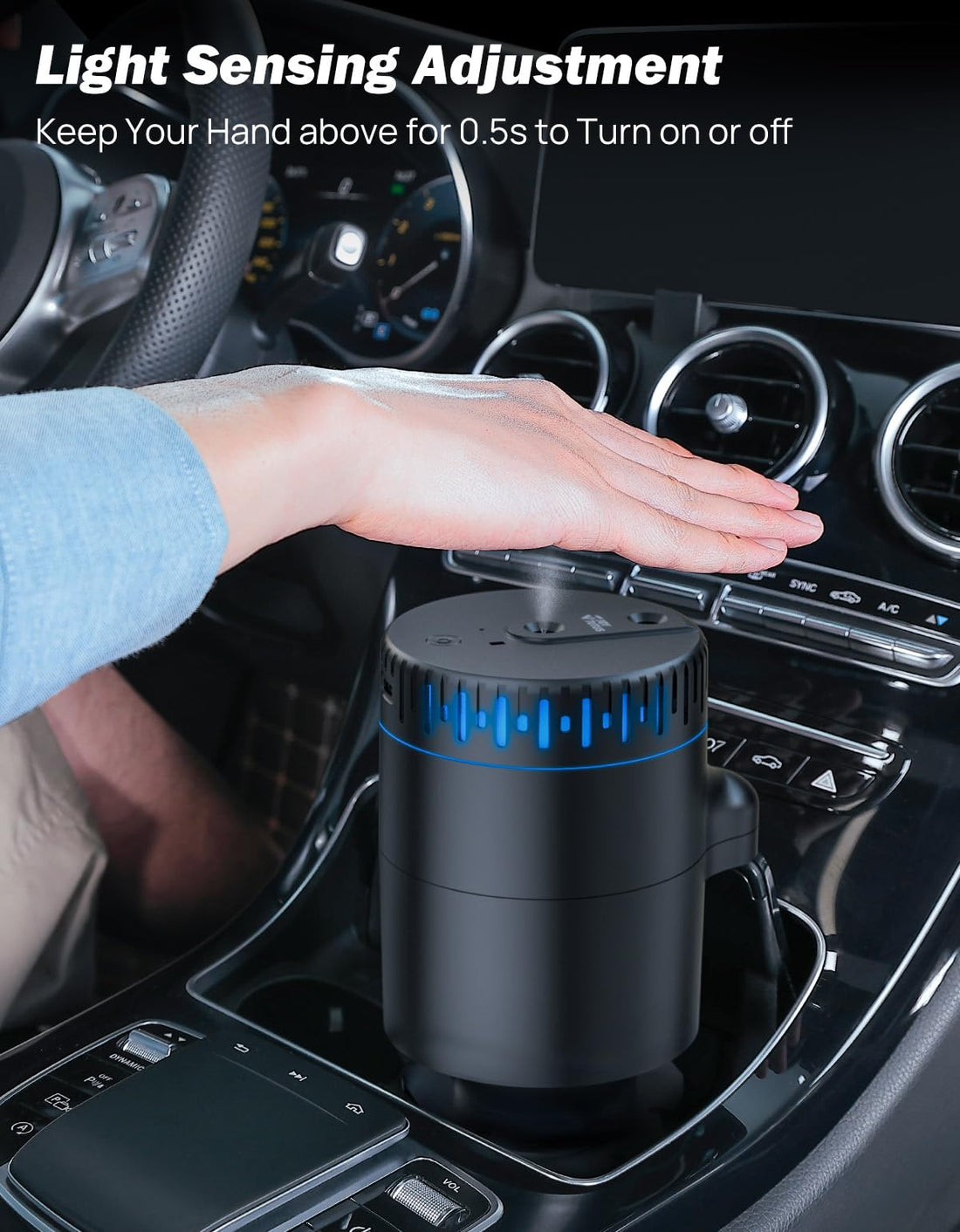 JOYTUTUS Car Cup Holder Expander with Humidifier, Car Air Freshener Diffuser with 2 Independent Nozzles