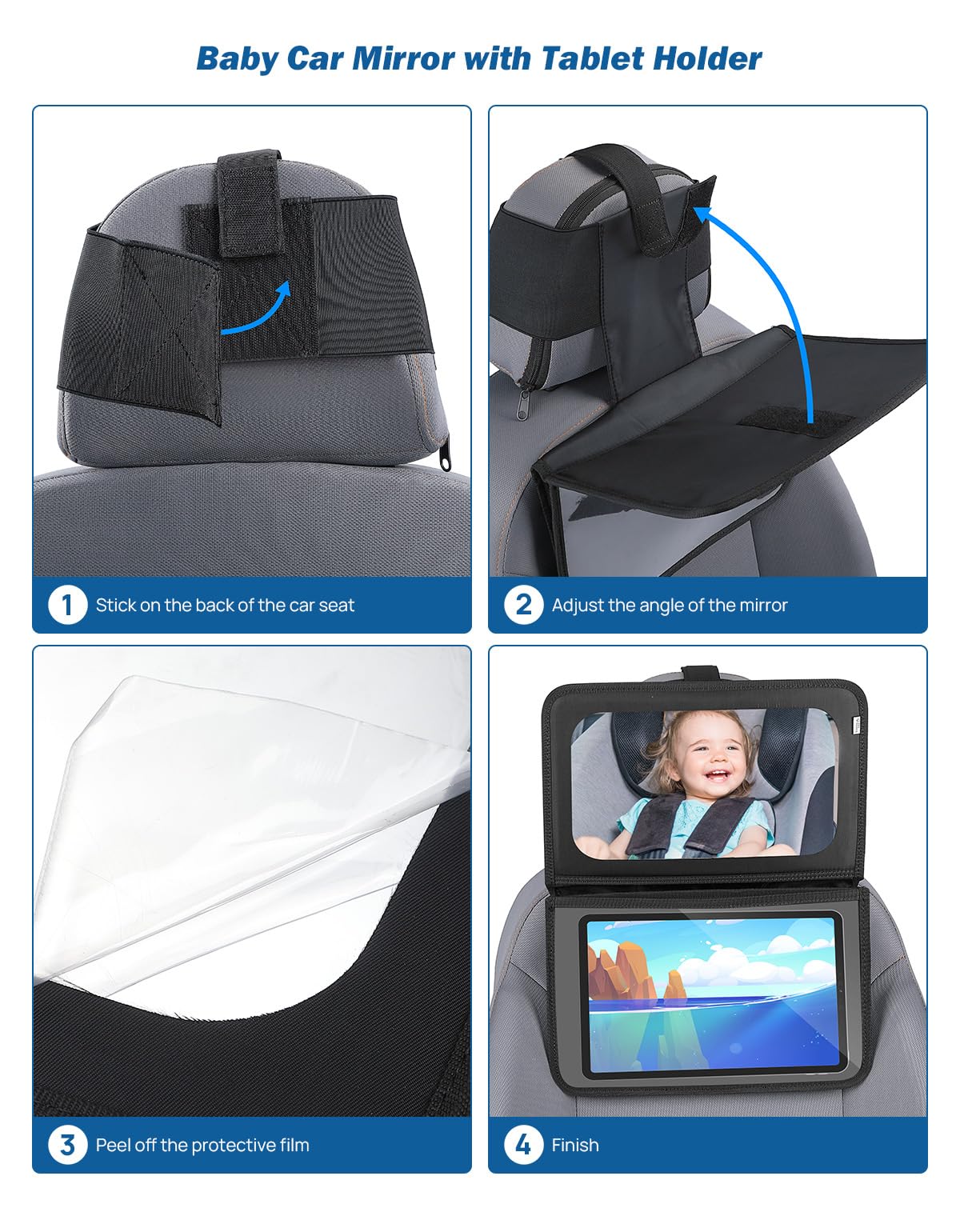 Baby Car Mirror with Tablet Holder Baby Mirror Car Organizer with Wid Joytutus