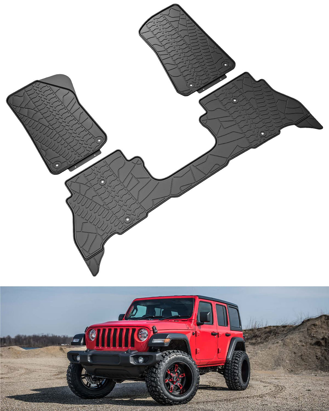 Floor Mats, Heavy Duty Waterproof Odorless Durable fits Wrangler JL 4XE 2021-2024(Not Fits 4x4)