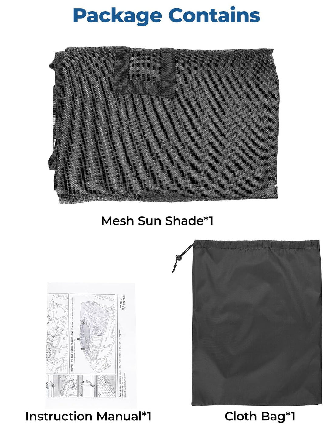 JOYTUTUS Sun Shade Mesh Top Cover Fit for Wrangler JLU 2018-2024 (Full Length)